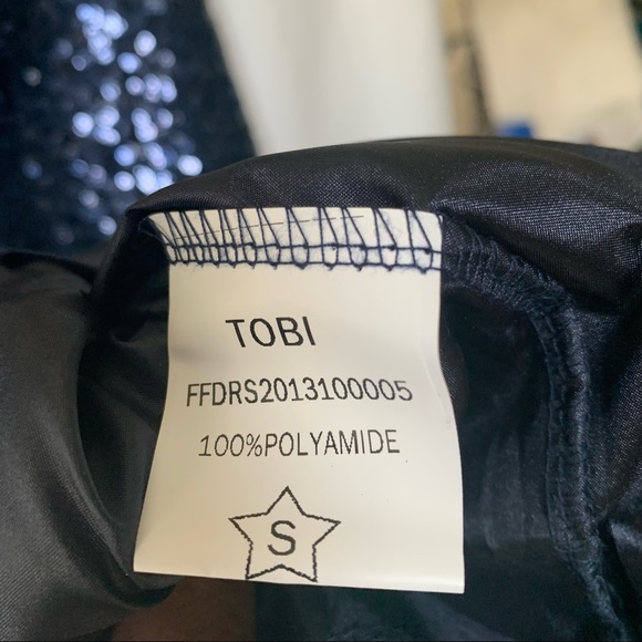 TOBI VINA SPARKLE NAVY SKATER DRESS SIZE SMALL - Picture 8 of 8
